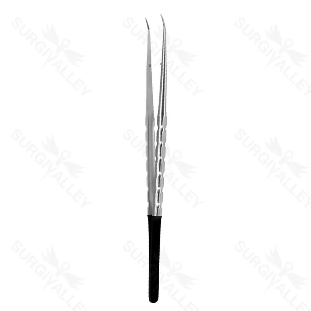 Micro Tissue Plier Diamond Powdered Curved 1X2 Surgical 180mm Implant Instruments