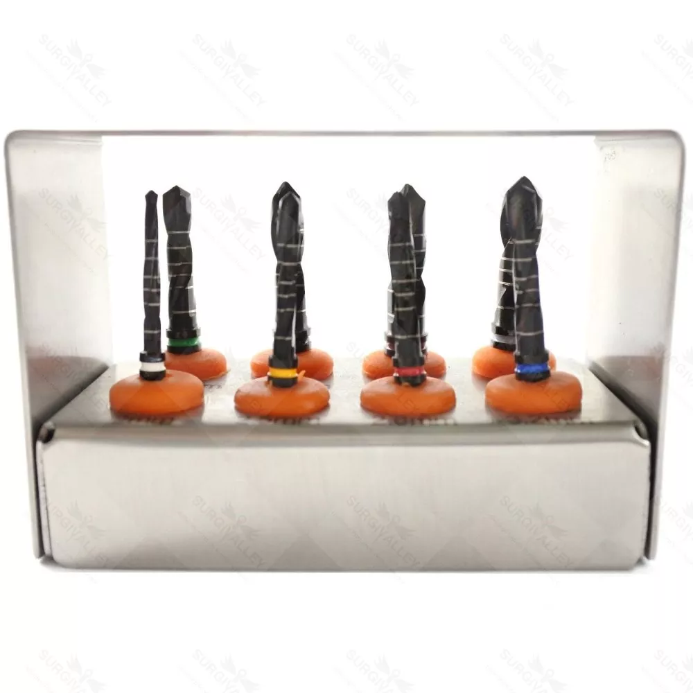 8pcs Dental Surgery Implant Drills Black Titanium Coated Hardened longer life CE