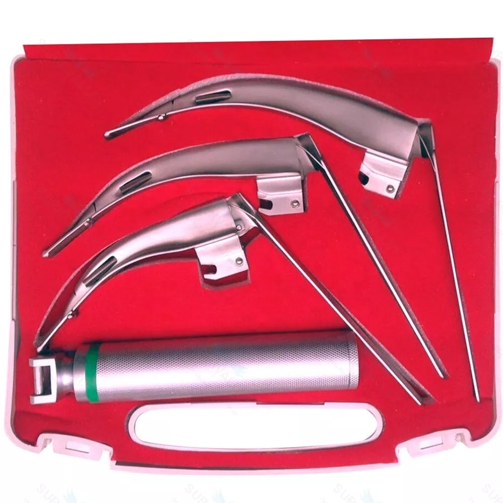 McCoy Flexi Tip Fiberoptic LED Laryngoscope Set Blade #2 #3 #4 Medium Handle
