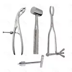 Set of 4 Pcs Orthopedic Instruments & Mash Tray Hay Grove Bone Holding Forceps