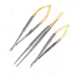 Set of 3 - Dental TC Castroviejo Micro Surgery Scissors 7" Needle Holder Forceps