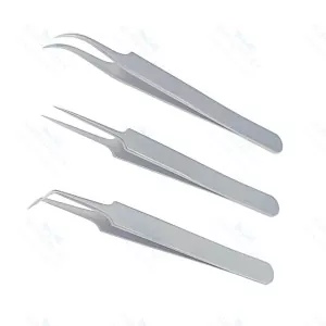 Set OF 3 Hair Transplant Forceps Angled,Straight And Round Fine Points – surgivalley (SV-10-1332)