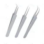 Set OF 3 Hair Transplant Forceps Angled,Straight And Round Fine Points