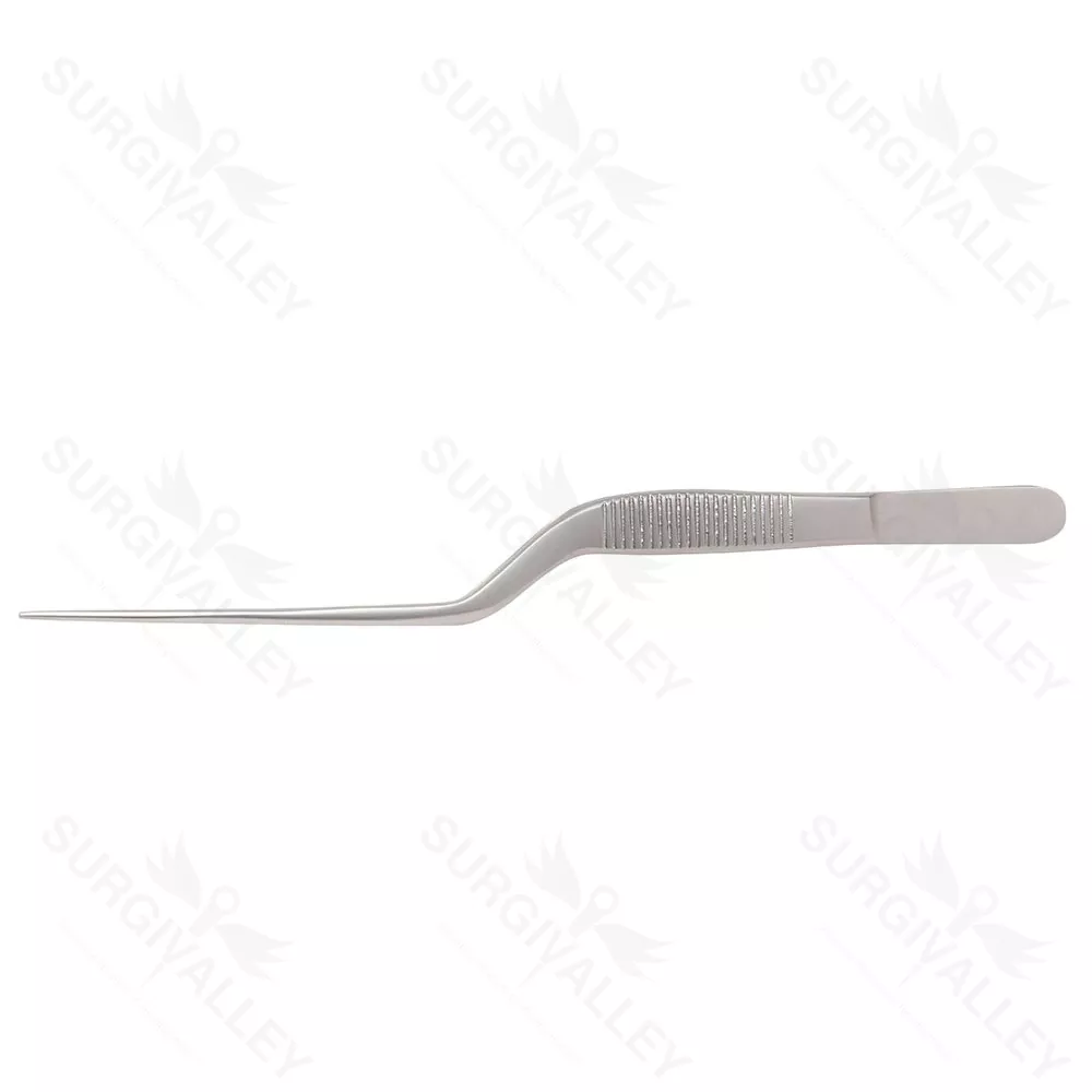 Lucae Ear Dressing Forceps Bayonet Serrated 150mm Thumb Forceps