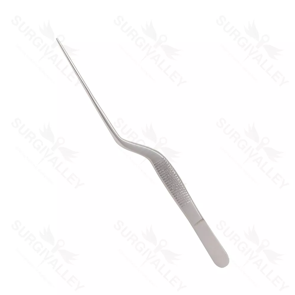 Lucae Ear Dressing Forceps Bayonet Serrated 150mm Thumb Forceps