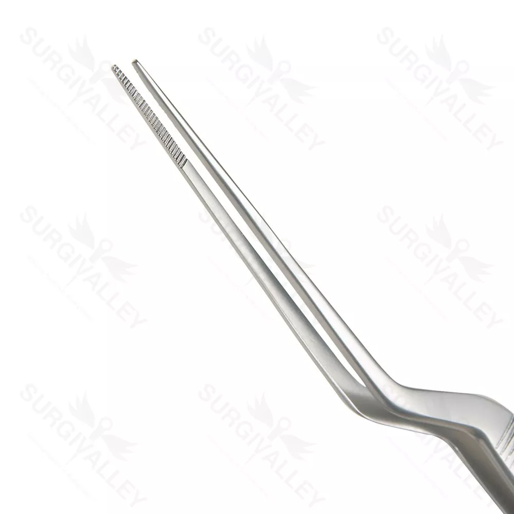 Lucae Ear Dressing Forceps Bayonet Serrated 150mm Thumb Forceps