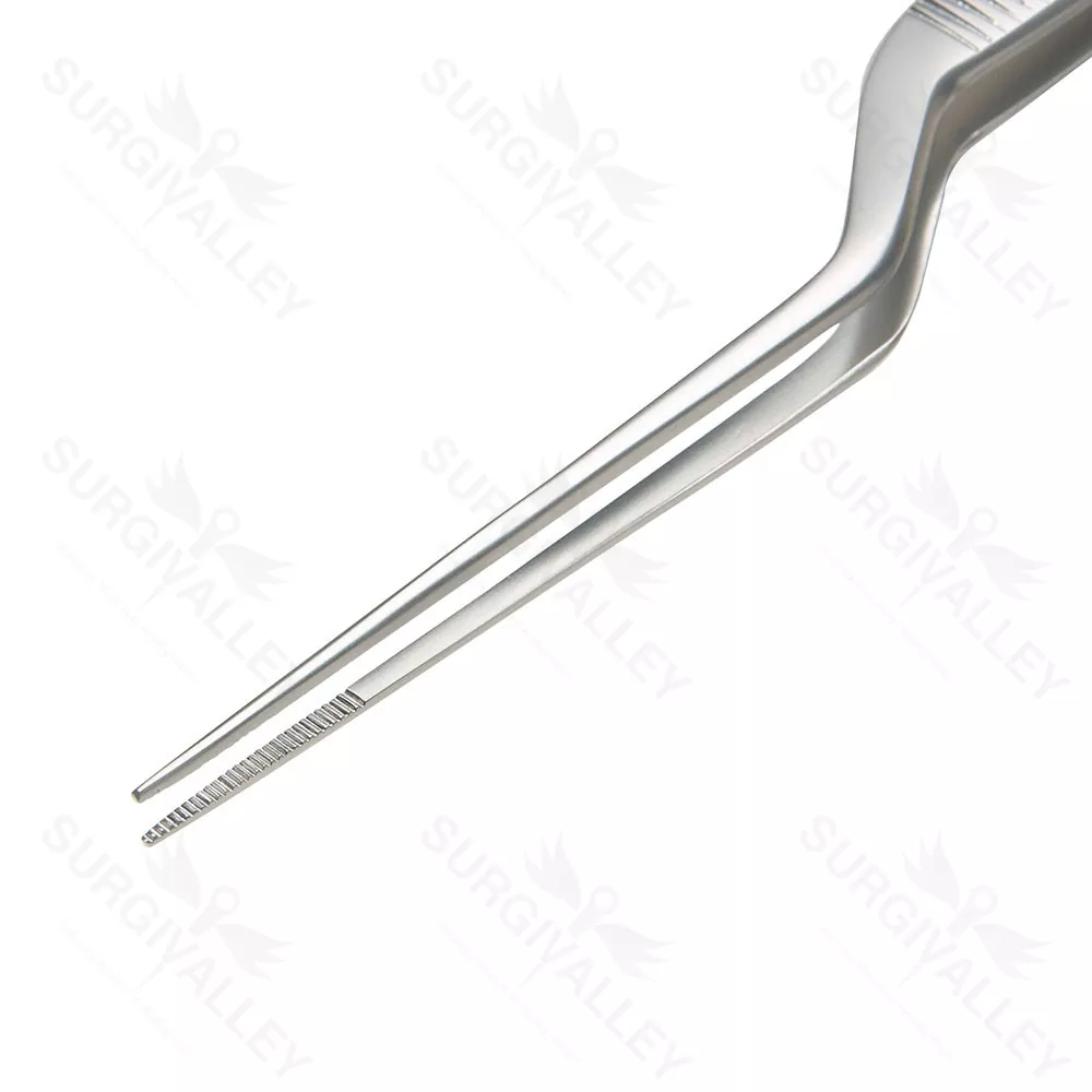 Lucae Ear Dressing Forceps Bayonet Serrated 150mm Thumb Forceps