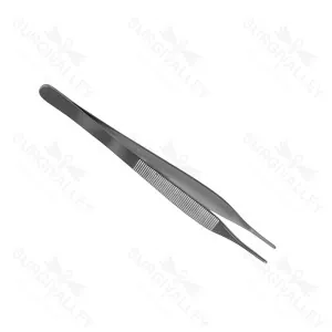 Jefferson Tissue Forceps Delicate Serrated Straight Flate Handle 17.8cm – surgivalley (SV-10-871)