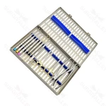 Dental Atraumatic Extraction Kit Of 11 Pieces Instruments With Large Cassette