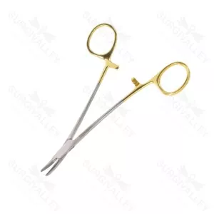 Single Use Disposable Converse Needle Holder Curved 15mm Vertically Serrated Jaws Large Rings Ratchet Lock – surgivalley (SV-10-2842)